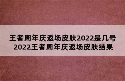 王者周年庆返场皮肤2022是几号 2022王者周年庆返场皮肤结果